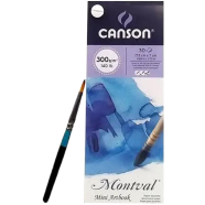 Canson Montval Watercolor 300 GSM Cold Pressed 17.5 x 7 cm Mini Art Book with 1 Watercolor Brush (White, 30 Sheets) image