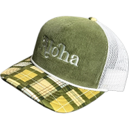 Capon Aloha Mesh Trucker Cap Green And Plaid Brim image