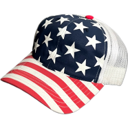 Capon American Flag Mesh Trucker Cap Stars And Stripes Design image