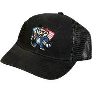 Capon Bandit Raccoon American Flag Patch Trucker Cap image