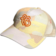 Capon Beige Camo Mesh Trucker Cap Orange Embroidered Logo image