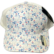 Capon Budweiser Patterned Mesh Back Trucker Hat White And Red/Blue Print image