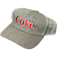 Capon Diet Coke Vintage Trucker Gray And White Mesh Cap image