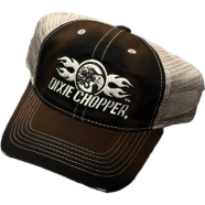 Capon Dixie Chopper Flame Logo Distressed Mesh Trucker Cap image