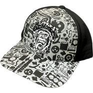 Capon Gas Monkey Garage All Over Print Trucker Black And Gray Cap image