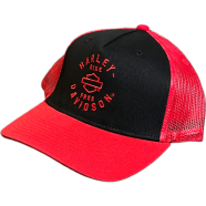 Capon Harley Davidson Red And Black Mesh Trucker Cap image