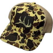 Capon Hunting Themed Trucker Hat With A Vintage Duck Camouflage Pattern image