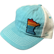 Capon Minnesota State Outline Baseball Teal And White Cap image