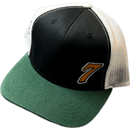 Capon Number 7 Trucker Hat Black, White And Green Mesh Snapback image
