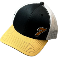 Capon Number 7 Trucker Hat Black, White And Gold Mesh Snapback image