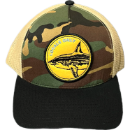 Capon Salty Crew Camo And Black Trucker Yellow Shark Patch Cap image