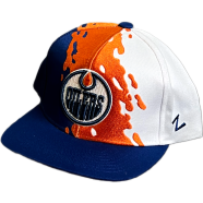 Capon Teenage Edmonton Oilers Zephyr White Paint Brush Snapback Hat ( Kids Cap Age 6-18 ) Years image