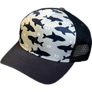 Capon Trucker Style Hat With A Shark Pattern image