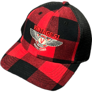 Capon Vintage 51 Plaid Mesh Back Trucker Red And Black Cap