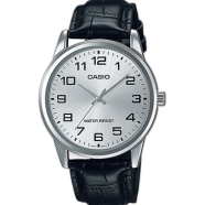 Casio Black Leather Quartz Men's Watch image