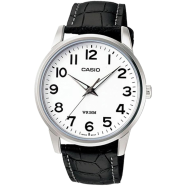 Casio Black Leather With White Dial Watch For Men - MTP-1303L-7BVDF