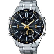 Casio EFV-C100D-1BVDF Edifice Stainless Steel Black-Golden Dial Silver Men Watch image