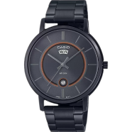 Casio Enticer Day Date Stainless Steel Black Chain Watch image