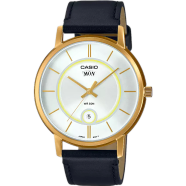 Casio MTP-B120GL-7AVDF Enticer Day Date Stainless Steel Golden Leather Belt Watch image