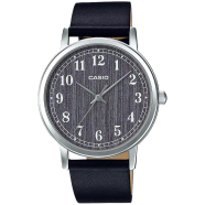 Casio General Ladies Grey Dial Black Leather Strap watch - LTP-E145L-1BDF