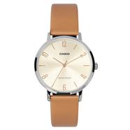 Casio Leather Analog Watch for Women, Beige image