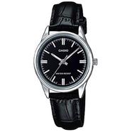Casio SS Caseback Black Leather Strap Women's Watch image