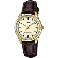 Casio SS Caseback Brown Leather Strap Women's Watch image