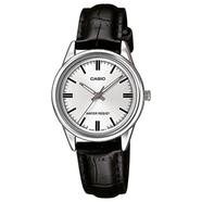 Casio Silver Case Black Leather Band Women's Watch - LTP-V005L-7AUDF