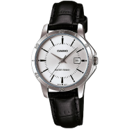 Casio Silver Plated Case Black Leather Women's Watch - LTP-V004L-7AUDF icon