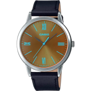 Casio MTP-E600L-1BDF Standard Bronze Black Leather Belt Watch Men image