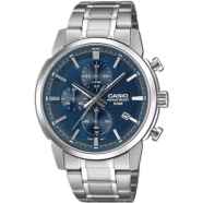 Casio MTP-E510D-2A2VDF Standard Chronograph Blue Silver Chain Watch image