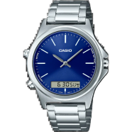 Casio MTP-VC01D-2EUDF Standard Dual Time Blue Silver Chain Watch Men image