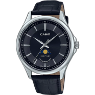 Casio MTP-M100L-1AVDF Standard Moon Phase Black Leather Belt Watch Men image