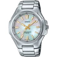 Casio MTP-RS100S-7AVDF Standard Solar Powered White Marble Silver Chain Watch image