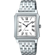 Casio MTP-B190D-7BVDF Standard Tank White Silver Chain Watch Men image