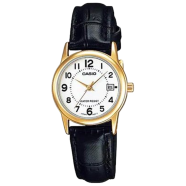 Casio Women Analog Quartz Watch With Black Leather Strap image