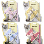 Cat Adjustable Nylon Harness Strap Collar with Leash Set (Any Colour) image