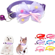 Cat Collar With Bells, Cat, Kitten and Small Gog - Collar Girls with Bow Tie image