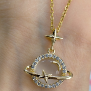 Cat Eye Planets Stylish Neckless for Girls or Women image