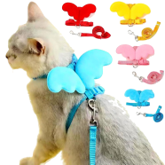 Cat Harness Set Angel Wings Adjustable Mesh Vest Chest Strap Outdoor Suit Small Medium Cats (Any Colour) image