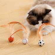 Cat Interactive Ball Toys Bouncy Balls With Feathers For Indoor Cat High Rebound Pet Flutter Balls image