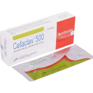 Cefaclav 500 mg Plus 125 mg 12's Strip image