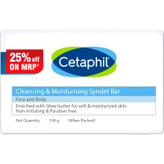 Cetaphil Cleansing And Moisturizing Syndet Bar Face And Body 100gm image