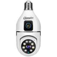 Champion 4Mp Dual Lens Bulb Holder Camera V380 Pro Apps 1080p full Hd Resulation CCTV Camera image