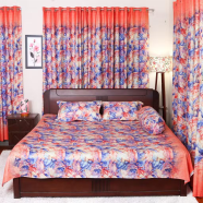 Cheeryb Floral Bedsheet King Size (2 Head Pillow Cover, 2 Curtain) image