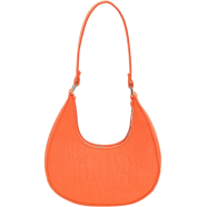 Chic Orange Croc-Texture Moon Bag image