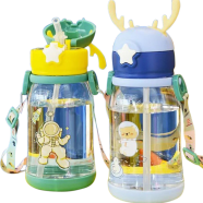 Children's 500ml Cartoon Water Bottle with Straw and Handheld Teapot - 1pc icon