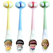 Children's Three-sided Toothbrush Soft Hair Baby's Dental Teeth 2-12 Children's and Infant's Special Teeth Guard Three-headed Toothbrush -1pcs image