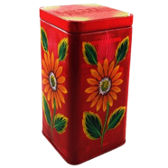Chintar Khorak Tinbox Red Colour (Sun Flower Printed) image