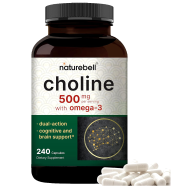 Choline Supplements 500mg With Omega-3 Fatty Acids - 240 Capsules image